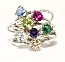 Load image into Gallery viewer, Birthstone Stacking Ring in silver