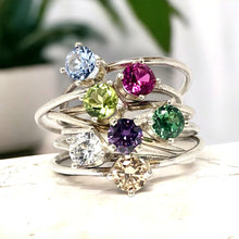 Load image into Gallery viewer, Birthstone Stacking Ring in silver