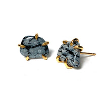 Load image into Gallery viewer, snowflake Obsidian Earrings
