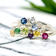 Load image into Gallery viewer, Birthstone Stacking Ring in silver