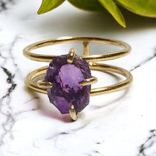 Load image into Gallery viewer, Amethyst Double Band Ring