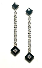 Load image into Gallery viewer, Dangling Diamonds with onyx black and diamond in sterling silver
