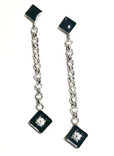 Load image into Gallery viewer, Dangling Diamonds with onyx black and diamond in sterling silver