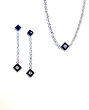 Load image into Gallery viewer, Dangling Diamonds with onyx black and diamond in sterling silver