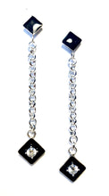 Load image into Gallery viewer, Dangling Diamonds with onyx black and diamond in sterling silver