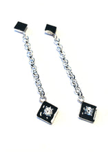 Load image into Gallery viewer, Dangling Diamonds with onyx black and diamond in sterling silver
