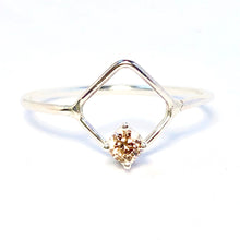 Load image into Gallery viewer, Petite Diamond shape ring with Morganite or Onyx Statement ring