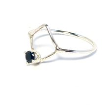 Load image into Gallery viewer, Petite Diamond shape ring with Morganite or Onyx Statement ring
