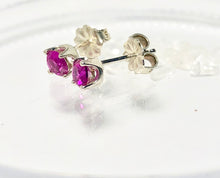 Load image into Gallery viewer, Ruby stud Earrings - Silver 4mm Genuine Gemstone Studs