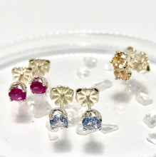 Load image into Gallery viewer, Ruby stud Earrings - Silver 4mm Genuine Gemstone Studs