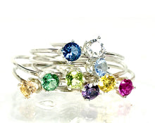 Load image into Gallery viewer, Birthstone Stacking Ring in silver