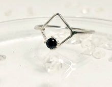 Load image into Gallery viewer, Petite Diamond shape ring with Morganite or Onyx Statement ring
