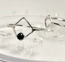 Load image into Gallery viewer, Petite Diamond shape ring with Morganite or Onyx Statement ring