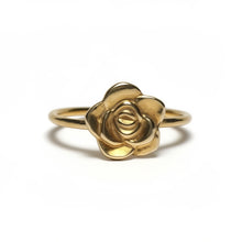 Load image into Gallery viewer, Gold rose-shaped ring on a white background