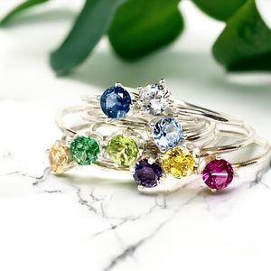 Birthstone Stacking Ring in silver