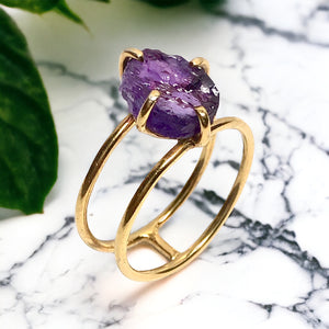 Amethyst Double Band Ring