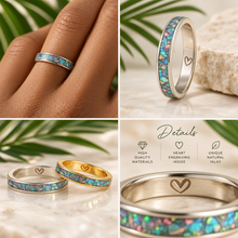 Load image into Gallery viewer, Personalized Opal Inlay Ring, Sterling Silver or Gold