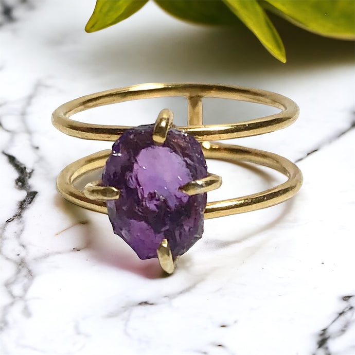 Amethyst Double Band Ring