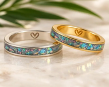 Load image into Gallery viewer, Personalized Opal Inlay Ring, Sterling Silver or Gold