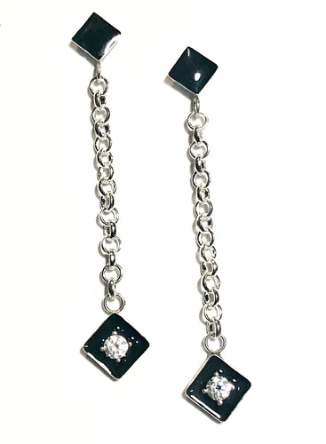 Dangling Diamonds with onyx black and diamond in sterling silver