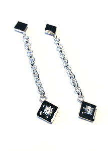 Dangling Diamonds with onyx black and diamond in sterling silver