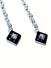Load image into Gallery viewer, Dangling Diamonds with onyx black and diamond in sterling silver