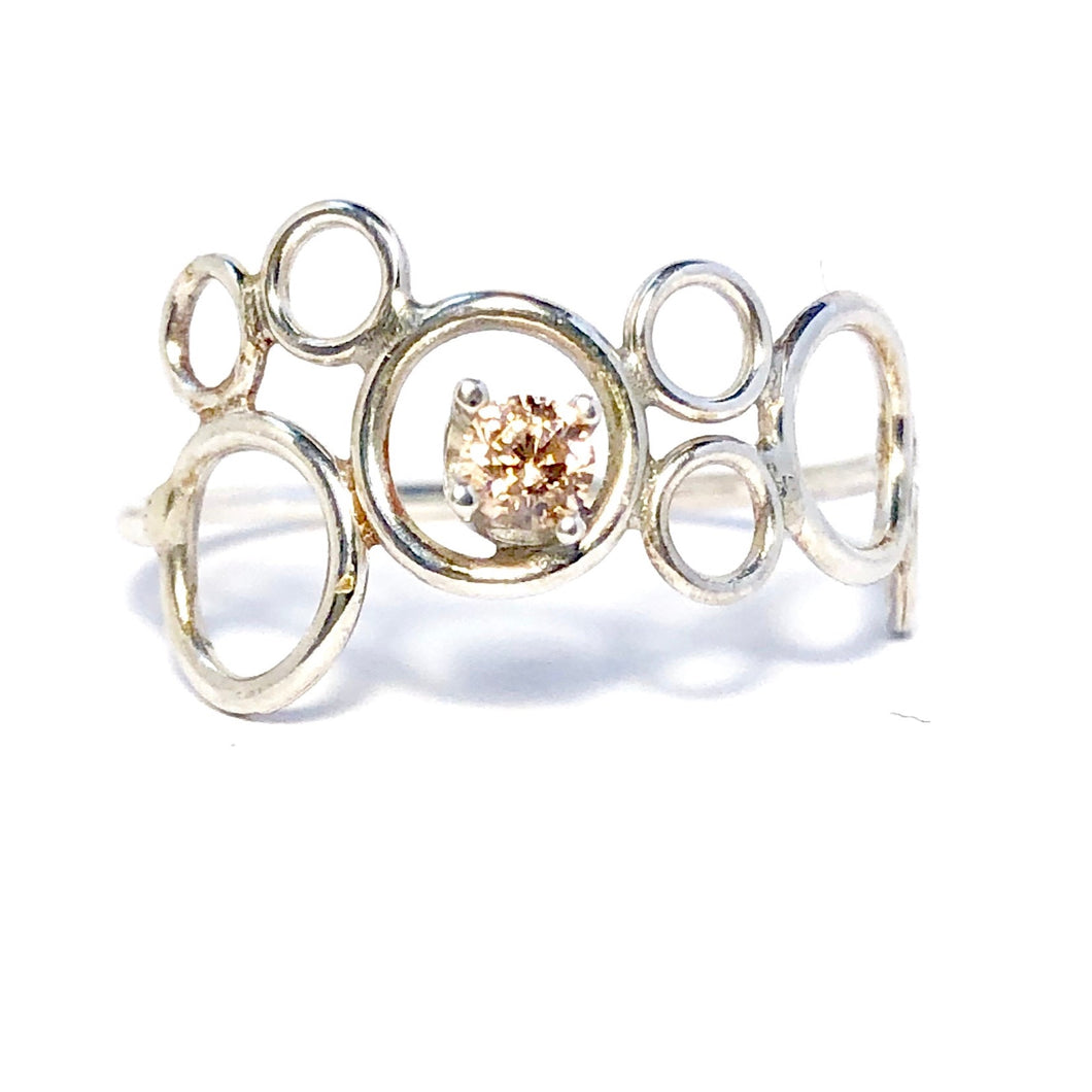 Eternity Circle Ring in silver and Peach Morganite