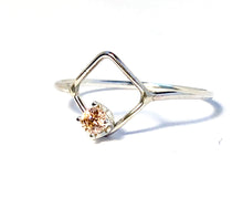 Load image into Gallery viewer, Petite Diamond shape ring with Morganite or Onyx Statement ring