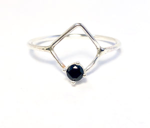 Petite Diamond shape ring with Morganite or Onyx Statement ring