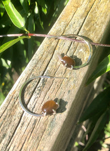 Floating tiger eye hoop earrings: large hoop earrings, hoop earrings with charm, chunky hoop earrings
