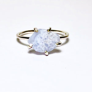 Blue lace agate ring in sterling silver