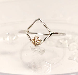 Petite Diamond shape ring with Morganite or Onyx Statement ring