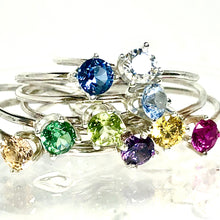 Load image into Gallery viewer, Birthstone Stacking Ring in silver